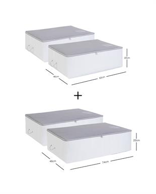 4lü Gri Renk Stuff & Things Baza Altı Hurç Set 2 Adet 62 x 46 x 22 / 2 Adet 74 x 46 x 22 cm
