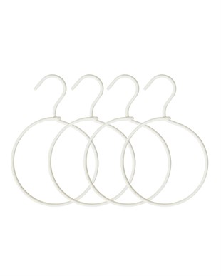 4lü Halka Ekru Renk Kumaş Kaplı Metal Aksesuar Askısı 24.5 x 16 x 0.5 cm