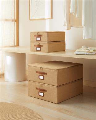 4lü Jüt Destekli Hurç Set 2 Adet 31 x 38 x 12 + 45 x 55 x 18 cm