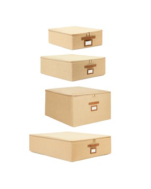 4lü Jüt Destekli Kutu Hurç Set 31 x 38 x 12 + 45 x 55 x 18 + 55 x 70 x 18 + 48 x 40 x 30 cm