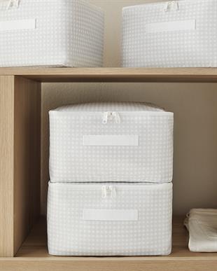 4lü Küçük Boy Gri Pötikare Hurç Set 30 x 22 x 18 cm