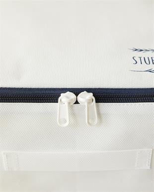 4lü Lacivert Fermuarlı Beyaz Renk Stuff & Things Hurç Set 30 x 22 x 18 + 52 x 28 x 21 cm