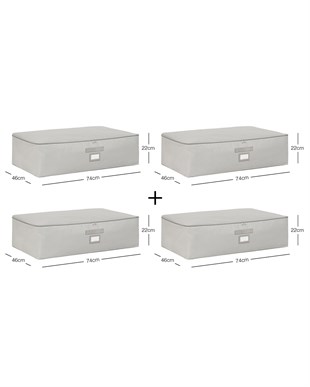 4lü Mega Boy Gri Balıksırtı Baza Altı Hurç Set 74 x 46 x 22 cm