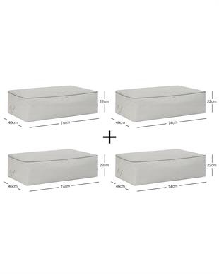 4lü Mega Boy Gri Balıksırtı Baza Altı Hurç Set 74 x 46 x 22 cm