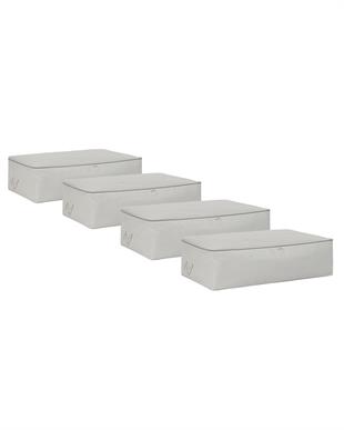 4lü Mega Boy Gri Balıksırtı Baza Altı Hurç Set 74 x 46 x 22 cm