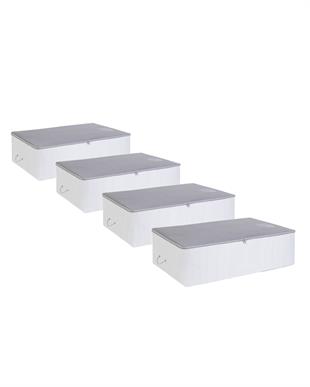 4lü Mega Boy Gri Çizgili Stuff & Things Baza Altı Hurç Set 74 x 46 x 22 cm