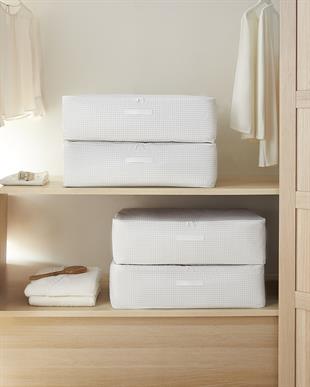 4lü Mega Boy Gri Pötikare Baza Altı Hurç Set 74 x 46 x 22 cm