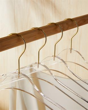 4lü Şeffaf Akrilik Giysi Askısı 21.5 x 38.5 x 1 cm