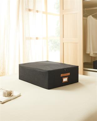 4lü Siyah Renk Jüt Destekli Kutu Hurç Set 2 Adet 31 x 38 x 12 + 45 x 55 x 18 cm