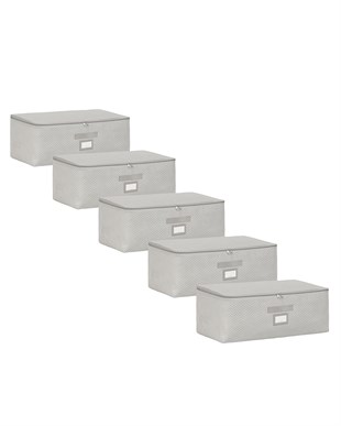 5li Orta Boy Gri Balıksırtı Hurç Set 52 x 28 x 21 cm