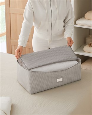 5li Orta Boy Gri Balıksırtı Hurç Set 52 x 28 x 21 cm