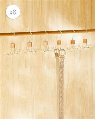 6lı 6 Kancalı Mat Beyaz Renk Kauçuk Kaplamalı Metal Çok Amaçlı Askı 14 x 7 cm