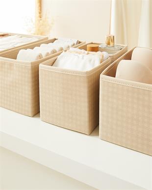 6lı Bej Pötikare Çekmece İçi Düzenleyici Kutu 2 Adet 28 x 28 x 13 / 2 Adet 28 x 13 x 13 / 2 Adet 14 x 14 x 13 cm
