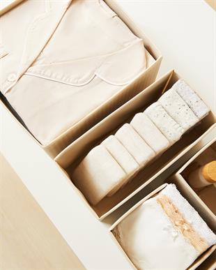 6lı Bej Pötikare Çekmece İçi Düzenleyici Kutu 2 Adet 28 x 28 x 13 / 2 Adet 28 x 13 x 13 / 2 Adet 14 x 14 x 13 cm