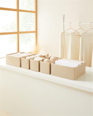 6lı Bej Pötikare Çekmece İçi Düzenleyici Kutu 2 Adet 28 x 28 x 13 / 2 Adet 28 x 13 x 13 / 2 Adet 14 x 14 x 13 cm