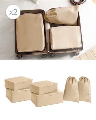 6lı Bej Renk Bavul İçi Düzenleyici Set