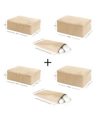 6lı Bej Renk Bavul İçi Düzenleyici Set