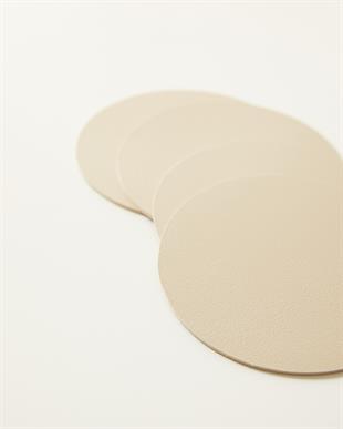 4lü Bej/Taş Renk Suni Deri Bardak Altlığı Ø 10 cm