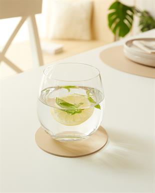 4lü Bej/Taş Renk Suni Deri Bardak Altlığı Ø 10 cm