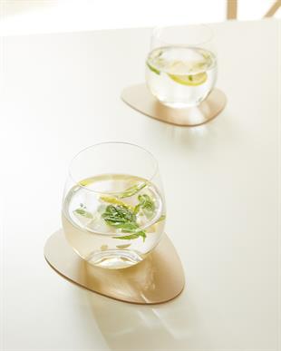 4lü Bej/Taş Renk Suni Deri Bardak Altlığı 13 x 11.5 cm