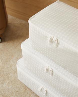 6lı Gri Pötikare Bavul İçi Düzenleyici Set