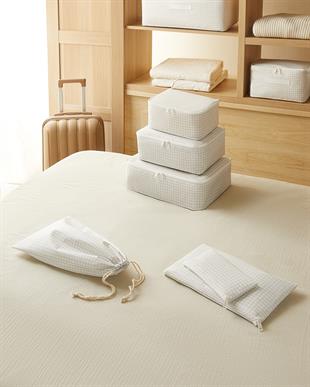 6lı Gri Pötikare Bavul İçi Düzenleyici Set