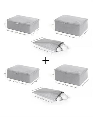 6lı Gri Renk Bavul İçi Düzenleyici Set