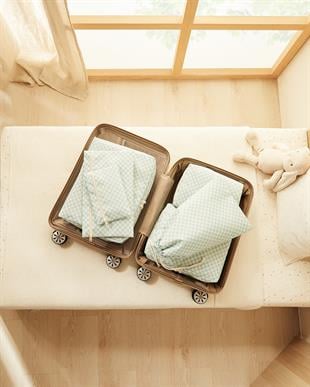 6lı Mint Dama Desen Pamuklu Bavul İçi Düzenleyici Set