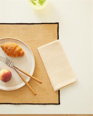 6lı Siyah Dikiş Detaylı Jüt Amerikan Servis 45 x 35 cm