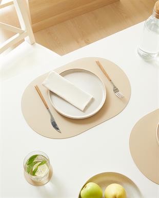 2li Bej/Taş Renk Suni Deri Amerikan Servis 45 x 30 cm