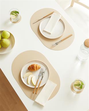 2li Bej/Taş Renk Suni Deri Amerikan Servis 45 x 30 cm