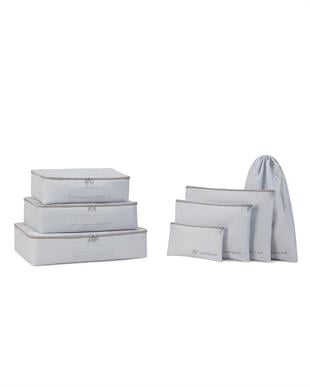 7li Yıkanabilir Gri Renk Paraşüt Kumaş Bavul İçi Düzenleyici Set