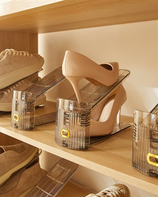 8li Ayarlanabilir 3 Kademeli Şeffaf Antrasit Ayakkabı Düzenleyici 26 x 11.5 x 19.5 cm