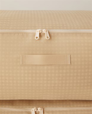 8li Büyük Boy Bej Pötikare Baza Altı Hurç Set 62 x 46 x 22 cm