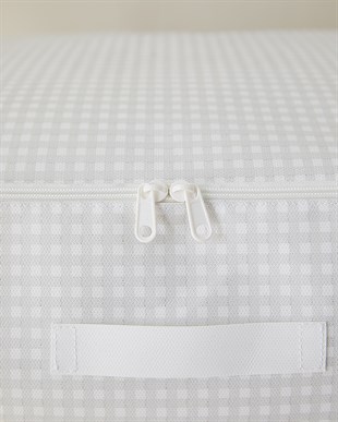 8li Büyük Boy Gri Pötikare Baza Altı Hurç Set 62 x 46 x 22 cm