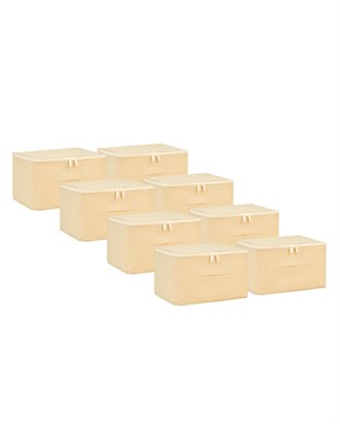 8li Küçük Boy Bej Pötikare Hurç Set 30 x 22 x 18 cm
