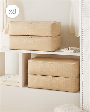 8li Mega Boy Bej Pötikare Baza Altı Hurç Set 74 x 46 x 22 cm