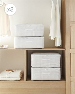 8li Orta Boy Gri Pötikare Hurç Set 52 x 28 x 21 cm