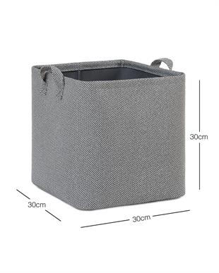 Antrasit Renk Dokulu Kumaş Sepet 30 x 30 x 30 cm