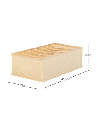 7 Bölmeli Bej Balıksırtı Çekmece Düzenleyici 22 x 41,5 x 12 cm