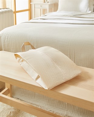 Bej Balıksırtı Ayakkabı Düzenleyici Taşıma Çantası 22 x 40 x 9 cm