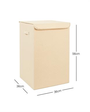 Bej Balıksırtı Çamaşır Kutusu 36 x 36 x 56 cm