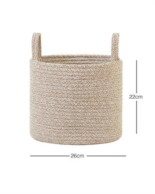 Bej Kırçıllı Pamuklu Halat Sepet 26 x 22 cm