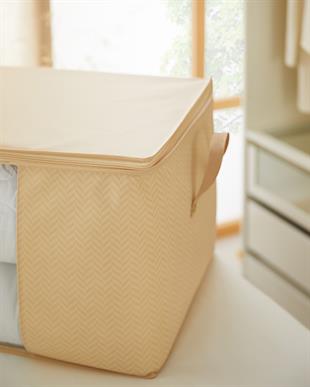 Büyük Boy Pvc Pencereli Bej Balıksırtı Hurç 60 x 43 x 35 cm