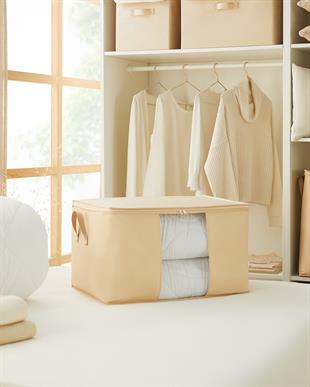 Büyük Boy Pvc Pencereli Bej Balıksırtı Hurç 60 x 43 x 35 cm