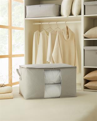 Büyük Boy Pvc Pencereli Gri Balıksırtı Hurç 60 x 43 x 35 cm