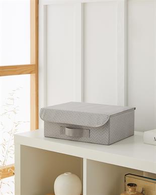 Çekmece İçi Gri Balıksırtı Kapaklı Kutu 30 x 23 x 11 cm