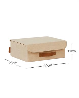 Çekmece İçi Jüt Keten Kumaş Kapaklı Kutu 30 x 23 x 11 cm