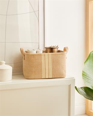 Çizgili Jüt Sepet 30 x 21 x 18 cm