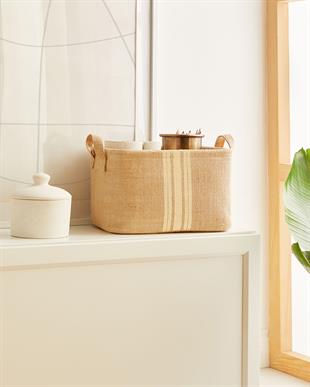 Çizgili Jüt Sepet 30 x 21 x 18 cm